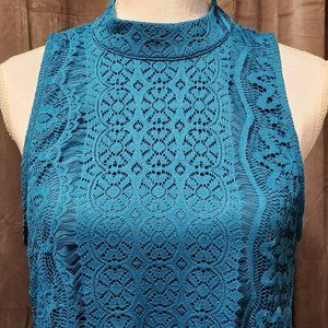 City Triangles Open Back Lace Mock Neck Sleeveless Midi Dress | Women | L